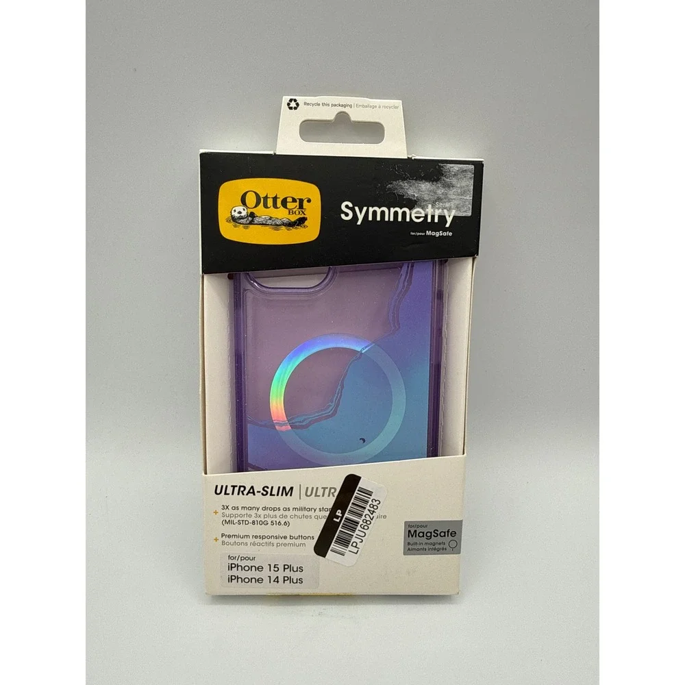 OtterBox Symmetry Case iPhone 15 14 Plus Purple New Iridescent MagSafe Slim